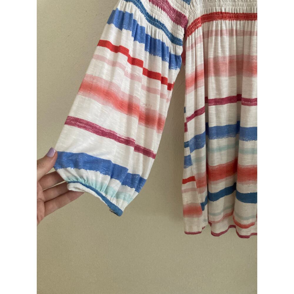 Anthropologie Meadow Rue Smocked Striped Tunic Top Blouse S - Picture 7 of 9